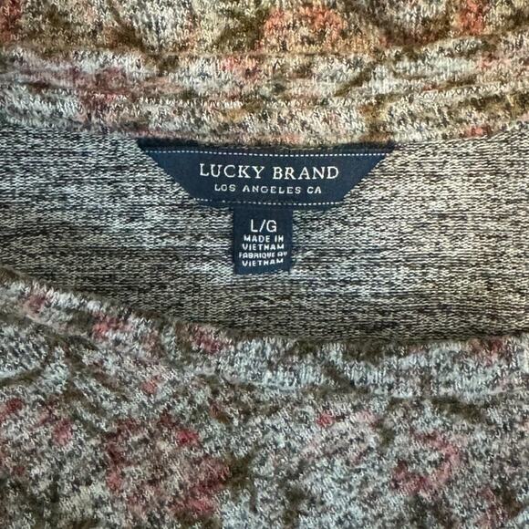 Lucky Brand Hacci Floral-Print Bell-Sleeve Top Size L - Picture 5 of 9